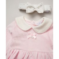 E07788: Baby Girls Jumbo Velour Top, Leggings & Headband Outfit (0-9 Months)